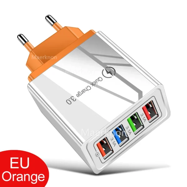USB Charger Quick Charge 3.0 4 ports Phone Adapter For Huawei iPhone 12 xiaomi Tablet Portable Wall Mobile Charger Fast Charger - Image 8