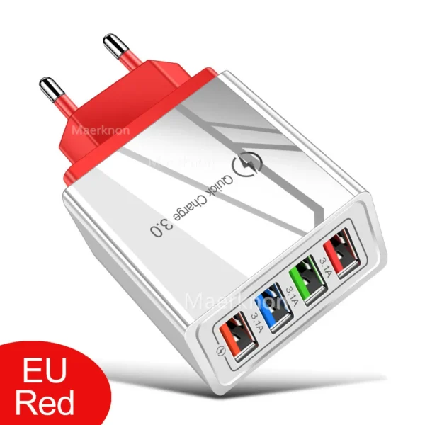 USB Charger Quick Charge 3.0 4 ports Phone Adapter For Huawei iPhone 12 xiaomi Tablet Portable Wall Mobile Charger Fast Charger - Image 7