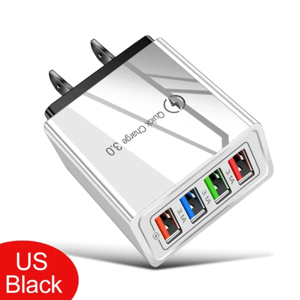 USB Charger Quick Charge 3.0 4 ports Phone Adapter For Huawei iPhone 12 xiaomi Tablet Portable Wall Mobile Charger Fast Charger - Image 16
