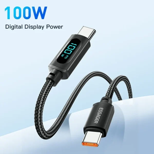 Essager Type C to Type C Cable 100W PD Fast Charging Charger USB C to USB C Display Cable For Xiaomi POCO F3 Realme Macbook iPad - Image 2
