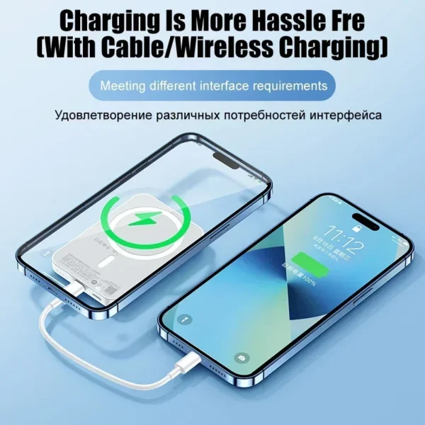 Portable Macsafe Auxiliary Spare External Magnetic Battery Pack Power Bank Wireless Charger For iphone 12 13 14Pro Max Powerbank - Image 5