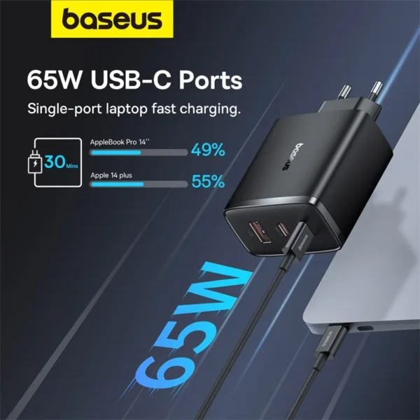 Baseus 65W GaN Charger PD Charge Type C PD USB Charger Support  PD 3.1 QC PPS Portable Fast Charger For Laptop iPhone 15 14 13 - Image 4