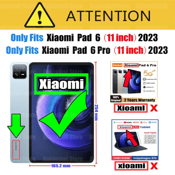 Screen Protector for Xiaomi Pad 6 / Xiaomi Pad 6 Pro (11 inch) 2023 Tempered Glass Film and Camera Lens Protector 9H hardness - Image 2