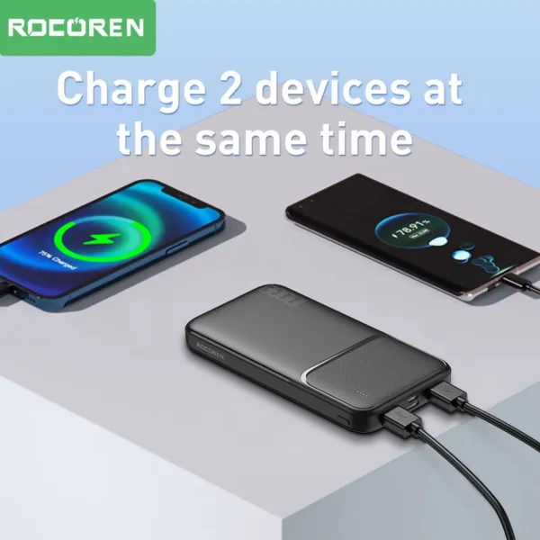 Rocoren Power Bank 10000mAh Portable Charger External Battery PoverBank 10000 Fast Charging Powerbank For iPhone Xiaomi mi POCO - Image 4