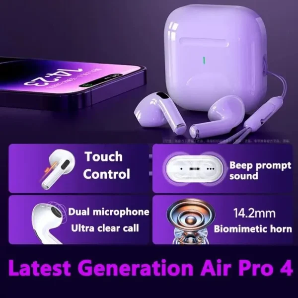 NEW TWS Wireless Earbuds Bluetooth 5.3 Earphones Touch Control IP54 Waterproof HIfi Headphone With Microphone And Carry Cable - Image 5