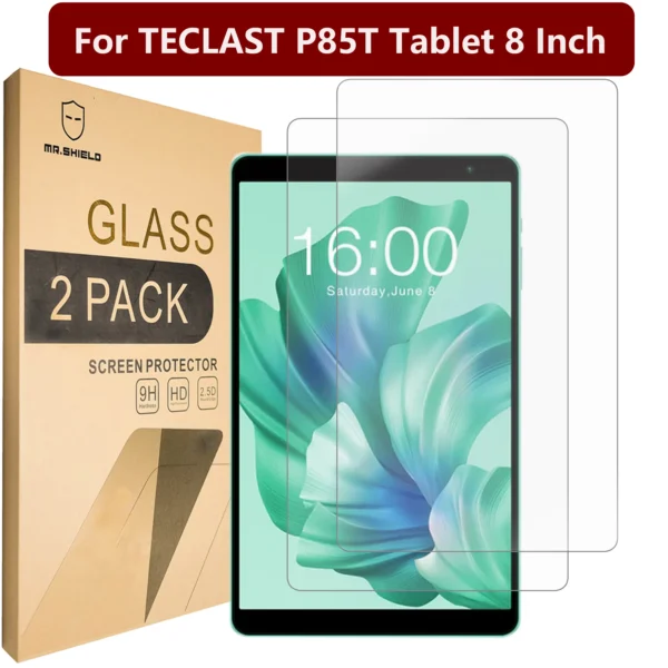 Mr.Shield [2-PACK] Screen Protector For TECLAST P85T Tablet 8 Inch [Tempered Glass] [Glass with 9H Hardness] Screen Protector