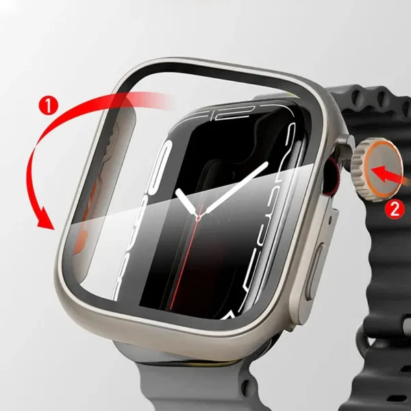 Glass+Case for Apple Watch 44mm 45mm 41mm 40mm 42mm 38mm Screen Protector Cover Change Ultra Bumper iWatch Series 9 8 7  SE 6 5 - Image 3