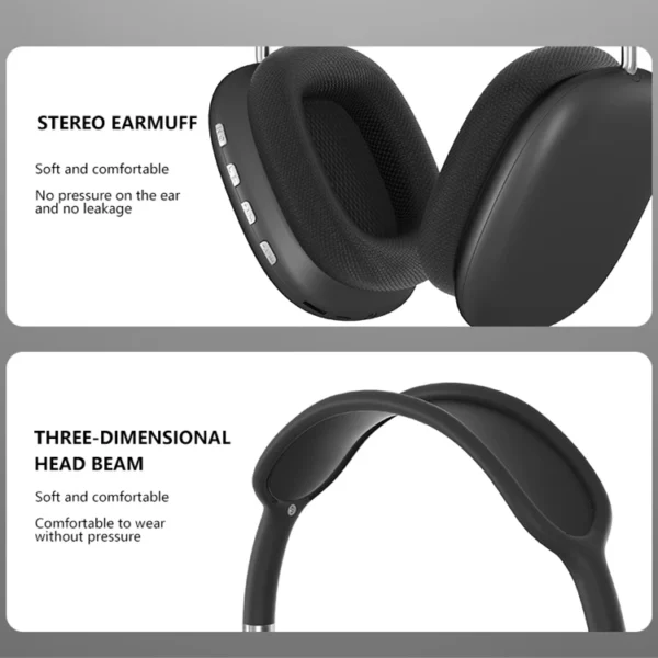 Original P9 Pro Wireless Bluetooth Headphones Noise Cancelling Mic Over Ear Sports Gaming With TF Card Slot Headset For Apple - Image 2