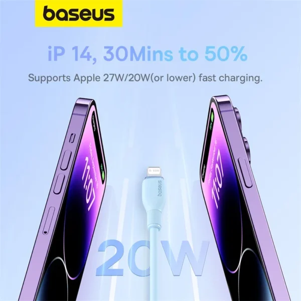 Baseus USB C Cable For IPhone 14 13 12 11 pro Max XS 20W Fast Charging Cable Type C To Lighting Date Wire For iPad Macbook TPE - Image 3