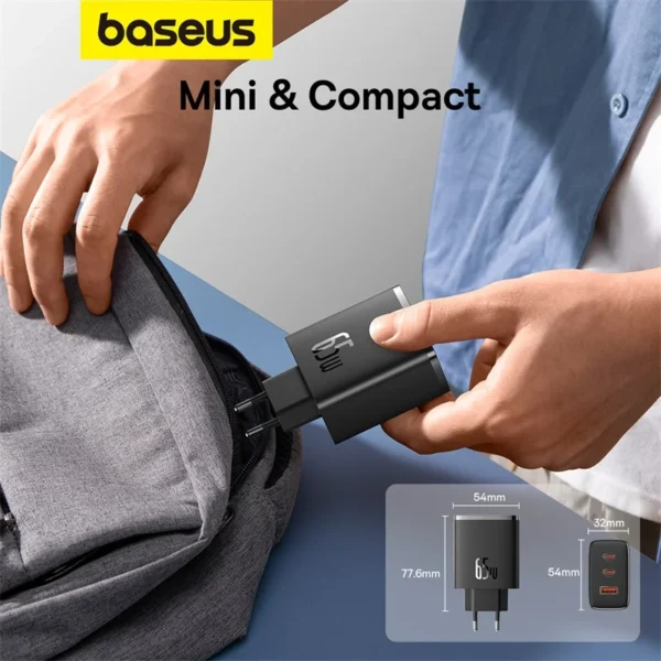 Baseus 65W GaN Charger PD Charge Type C PD USB Charger Support  PD 3.1 QC PPS Portable Fast Charger For Laptop iPhone 15 14 13 - Image 6